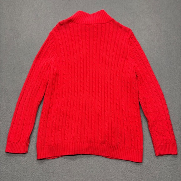 Lauren Ralph Lauren Women's Cable Knit Full Zip Mock Neck Sweater 2X Red Holiday - Picture 11 of 13